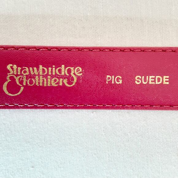 Strawbridge Clothier Fuchsia Pig Suede Belt Small Waist PVC Backing - Picture 8 of 11